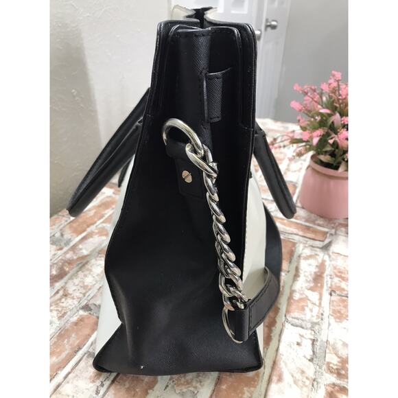 MICHAEL KORS MK Riley Optic White Stitched Leather Large Satchel Crossbody Bag - Picture 8 of 11